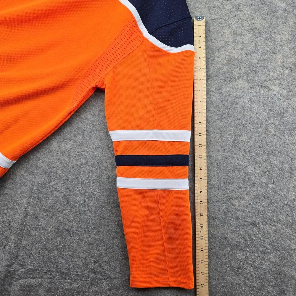 Adidas Edmonton Oilers NHL Jersey Mens 44 Orange Primegreen Hockey Fight Strap